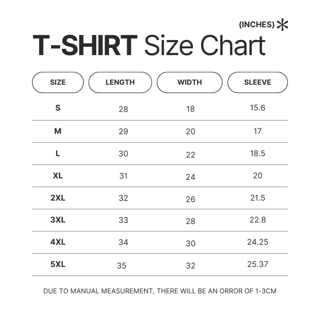 T shirt Size Chart - Terrari Store