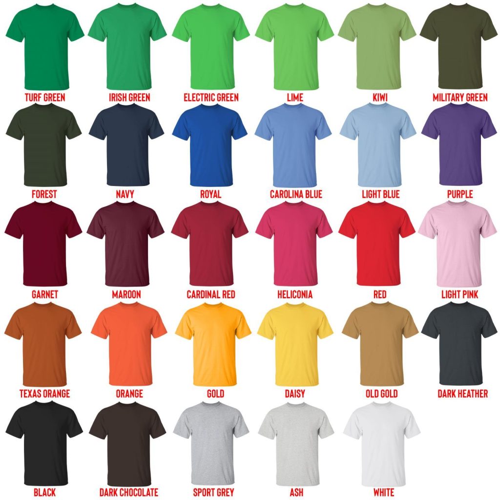 t shirt color chart - Terrari Store